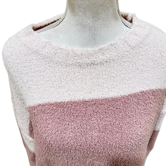 Altar'd State blush Pink & Gray Striped colorblock casual oversized Sweater xs - Picture 4 of 10